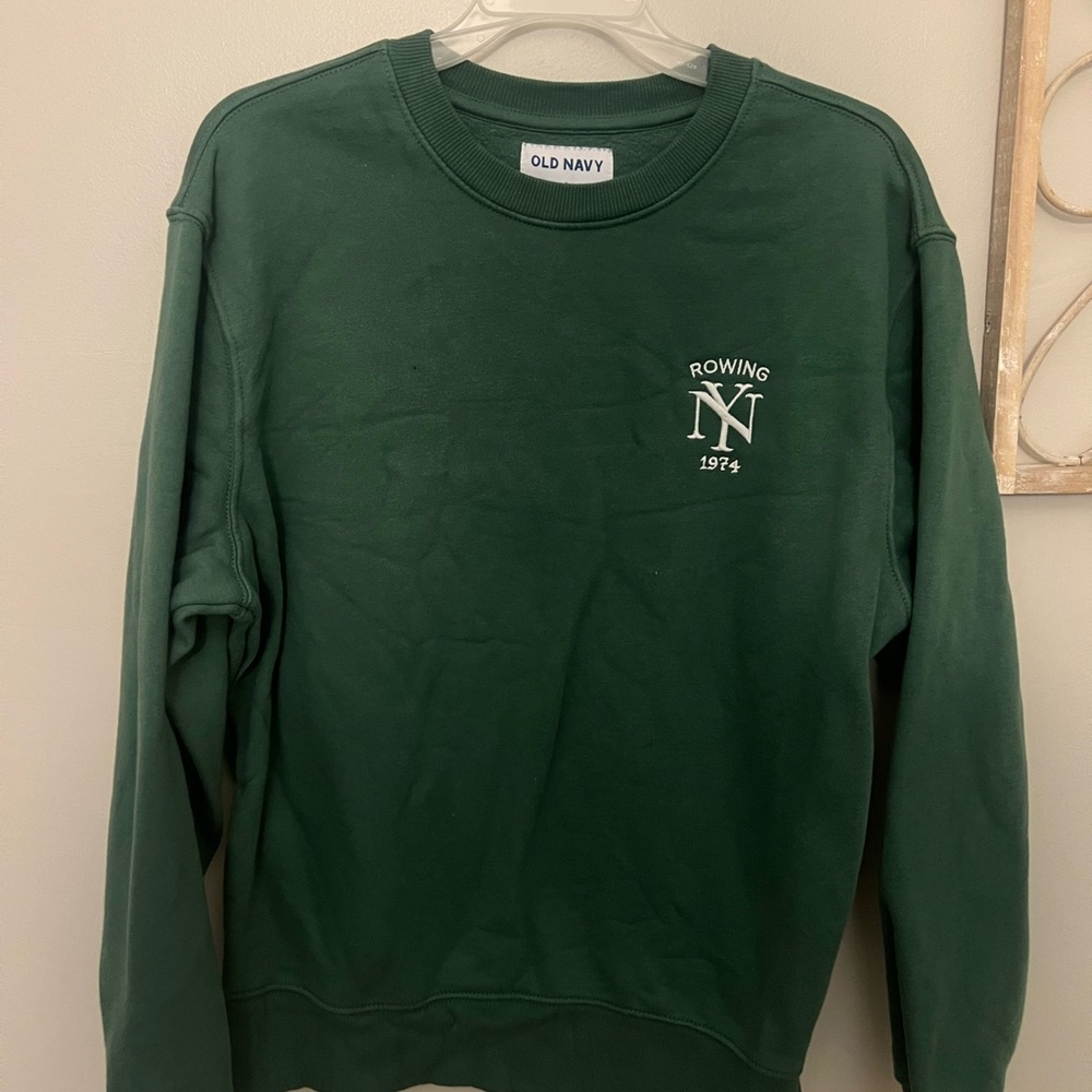 Old Navy Green Crewneck Sweater with Ribbed Cuffs